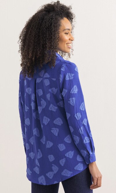 Patterned High Low Long Sleeve Shirt