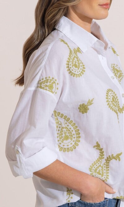 Paisley Embroidered Cotton Shirt