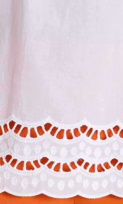 Border Embroidered Cotton Top