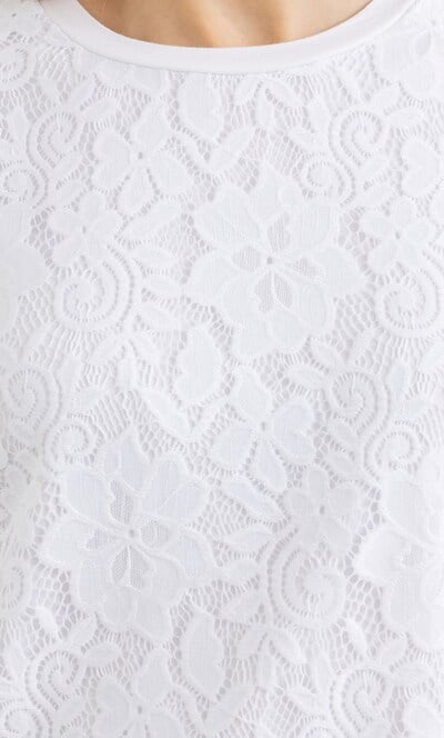 Lace And Jersey Short Sleeve Top