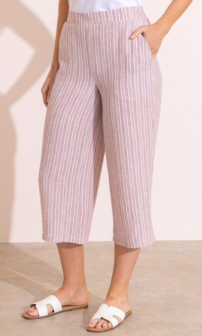 Striped Wide Leg Cropped Trousers