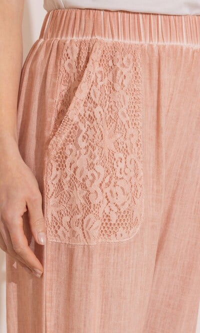 Wide Leg Linen Blend Cropped Trousers