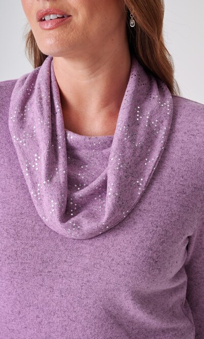 Anna Rose Spot Foil Print Cowl Neck Jumper
