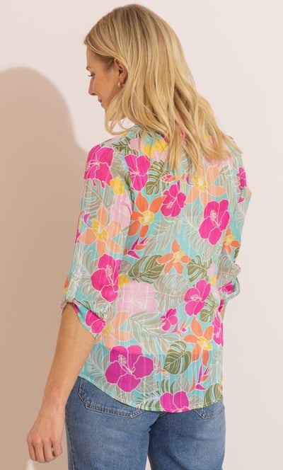 Anna Rose Garden Print And Lurex Stripe Blouse