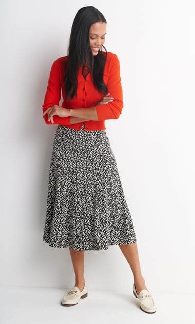 Anna Rose Animal Pattern Jacquard Midi Skirt