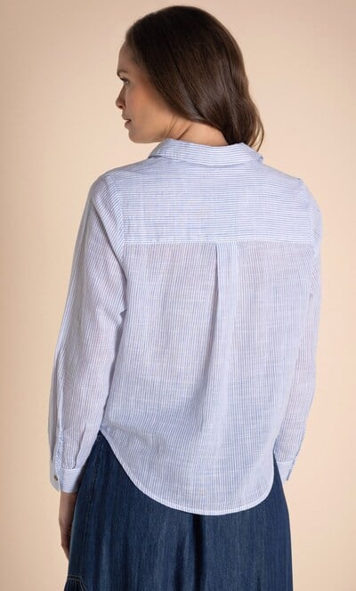 Striped Tie Front Cotton Shirt
