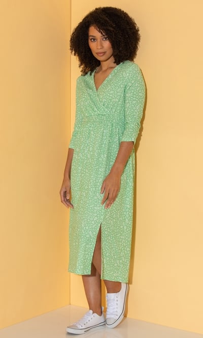 Textured Printed Midi Dress