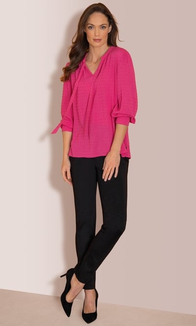 Textured Tie Neck Top