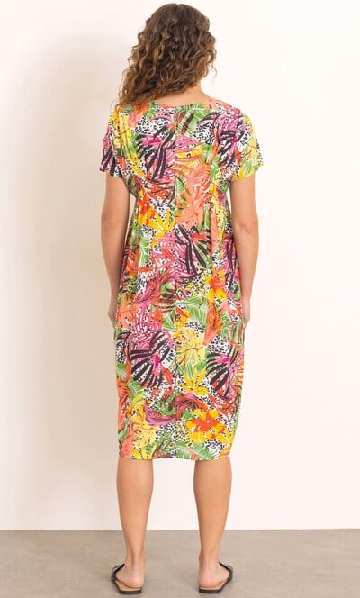 Anna Rose Tropical Print Loose Fit Dress