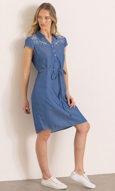 sachin and babi light blue dress Denim blue/bows Embroidered-Detail Denim Shirt Dress for kids main image 1