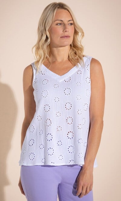 Cotton Eyelet Embroidered Sleeveless Top
