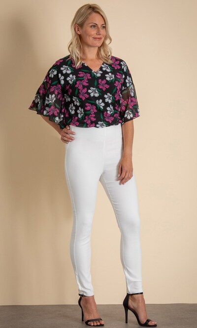 Textured Pull On Slim Leg Trousers