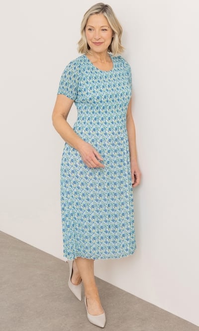 Anna Rose Pleated Floral Print Dress