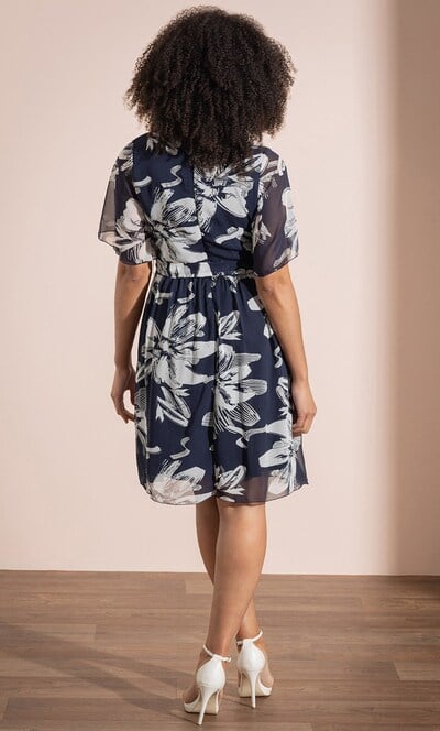 Textured Floral Print Dress
