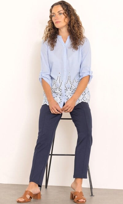 Anna Rose Embroidered Eyelet Cotton Blouse