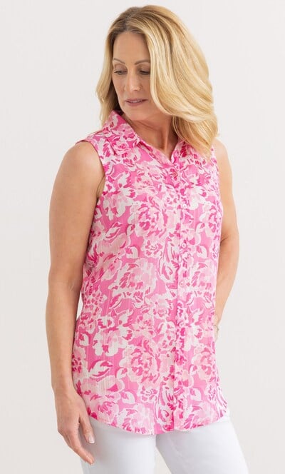 Anna Rose Floral Print And Shimmer Stripe Blouse