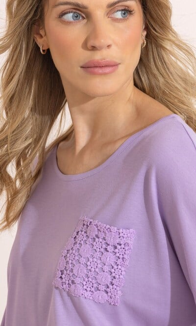 Lace Pocket Jersey Top