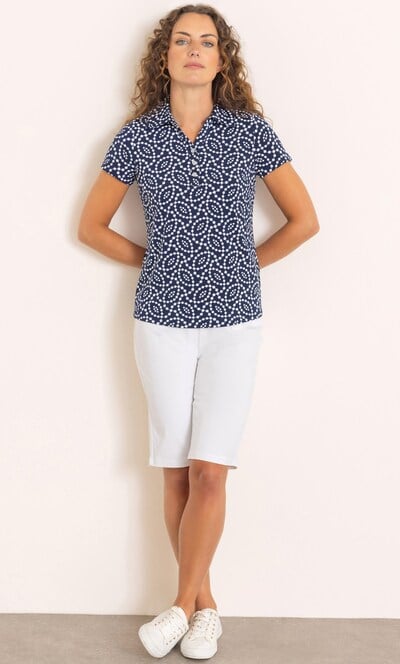 Anna Rose Spot Print Polo Top