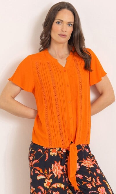 Tie Front Short Sleeve Blouse