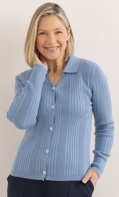 Anna Rose Rib Knit Button Top