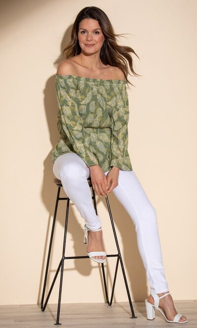 Printed Bardot Top