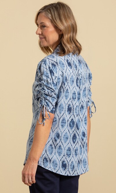 Anna Rose Ruffle Trim Printed Blouse
