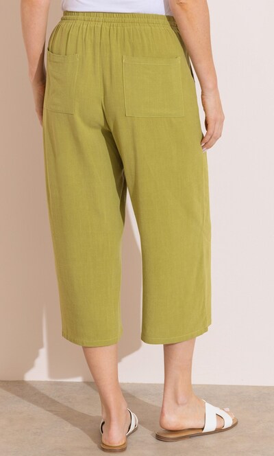 Wide Leg Linen Blend Cropped Trousers