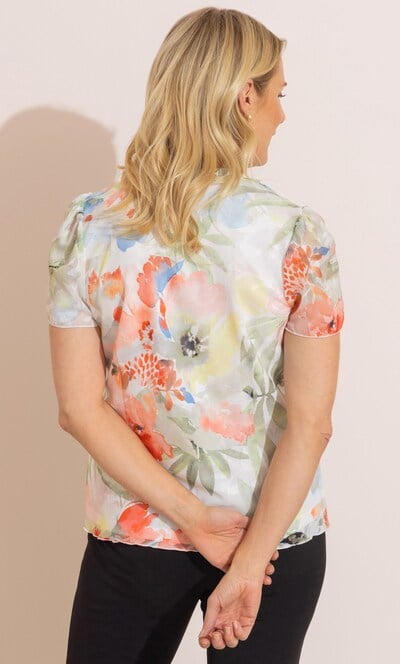 Anna Rose Bias Cut Bouquet Printed Top