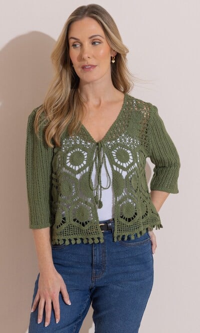 Tie Front Crochet Cardigan