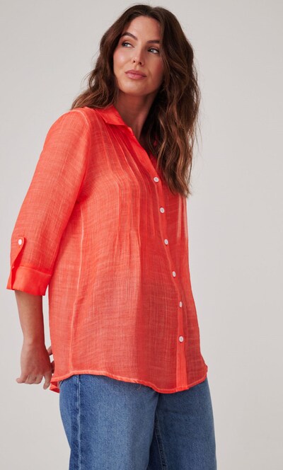 Washed Three Quarter Sleeve Crinkle Shirt