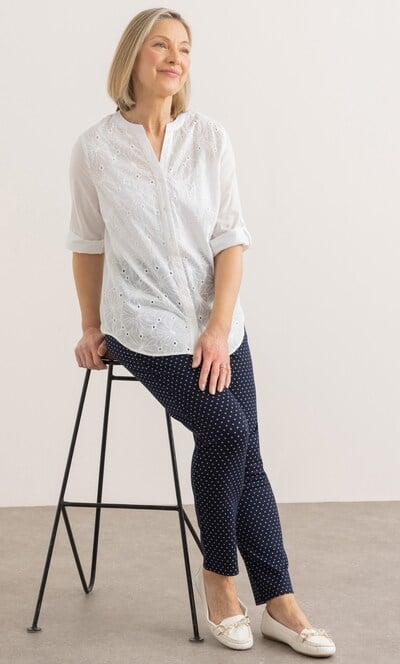 Anna Rose Embroidered And Sequin Cotton Blouse