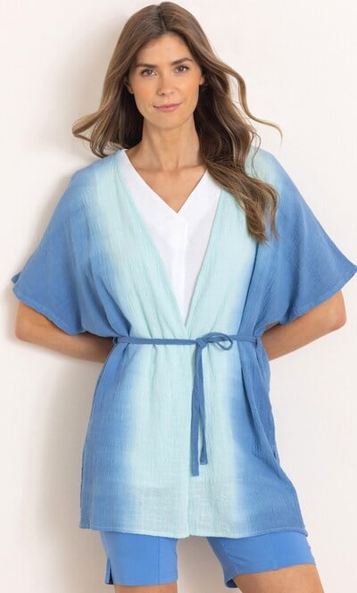 Dip Dye Belted Cotton Kimono