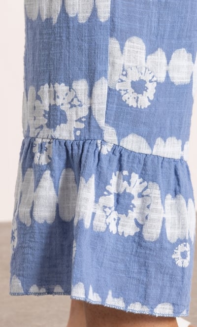 Printed Wide Leg Tiered Trousers