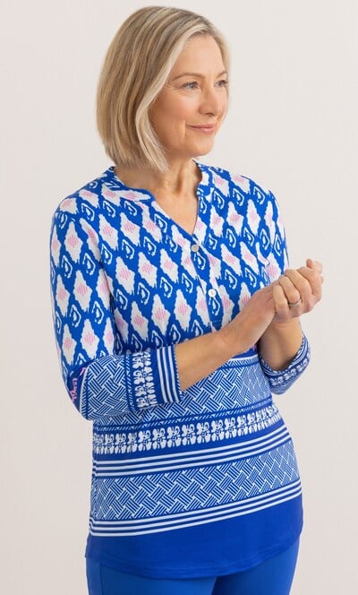 Anna Rose Printed Notch Neck Top