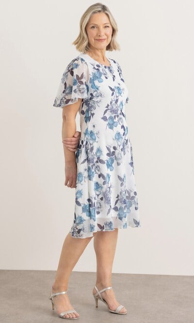 Anna Rose Floral Shimmer Print Bias Cut Dress