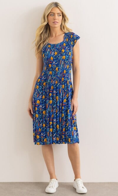 Garden Print Pleated Dress
