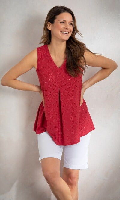 Eyelet Cut Sleeveless Top