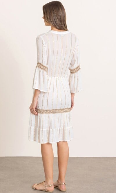 Lurex Striped Boho Tunic Dress