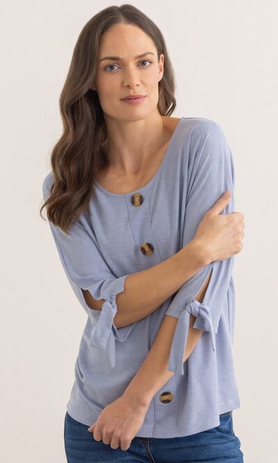 Tie Cuff Stretch Top