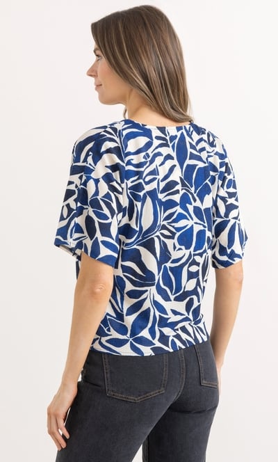Printed Tie Front Top