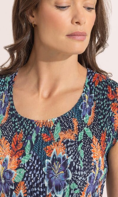 Garden Print Pleated Dress