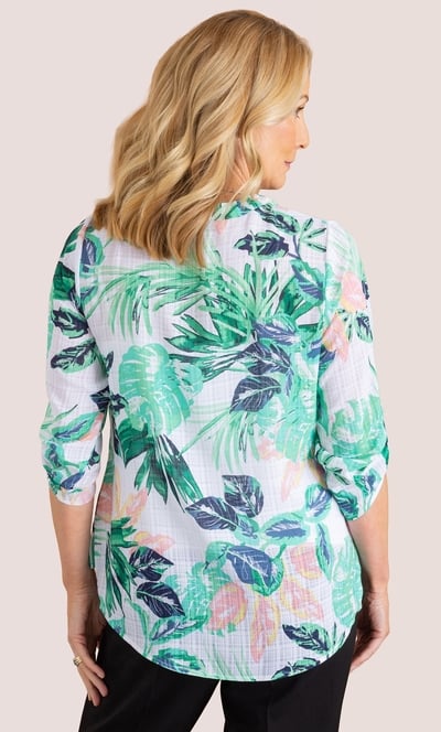 Anna Rose Garden Print Burnout Top With Necklace
