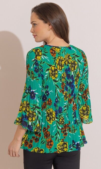 Pleated Floral Print Top