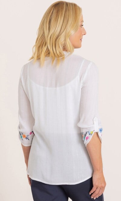 Anna Rose Embroidered And Shimmer Stripe Top