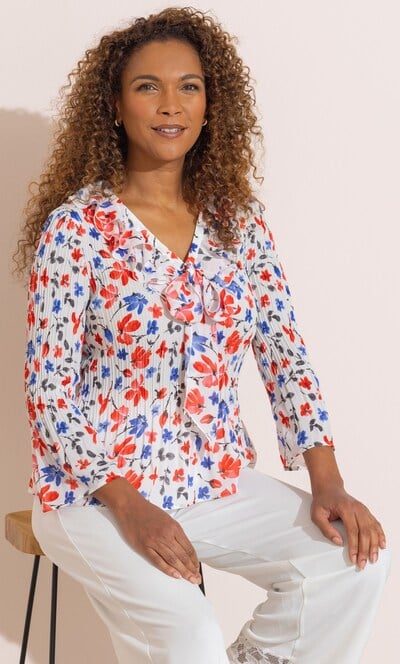 Anna Rose Floral Pleated Top