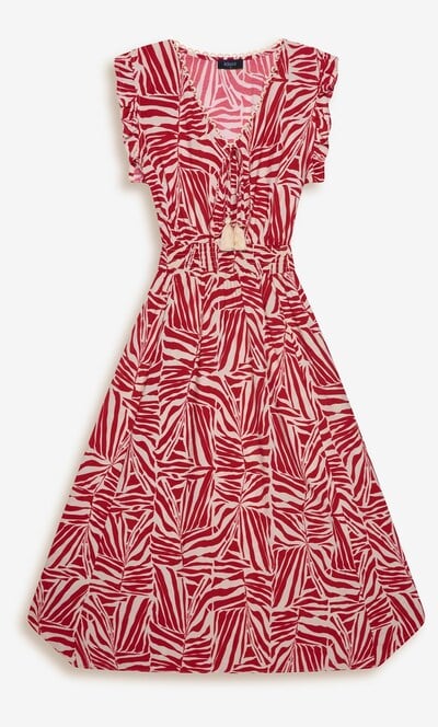 Printed Smocked Waist Midaxi Dress