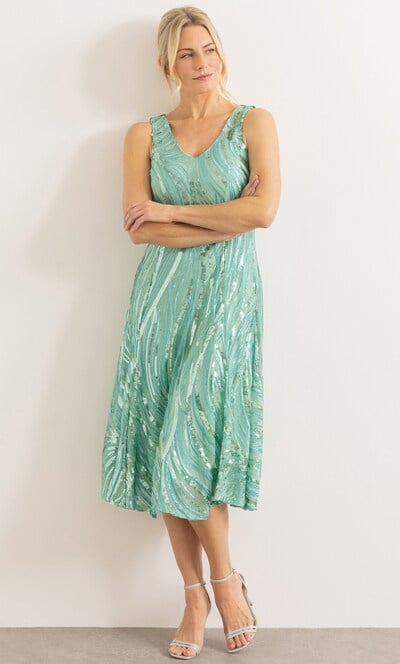Sequinned Mesh Sleeveless Dress