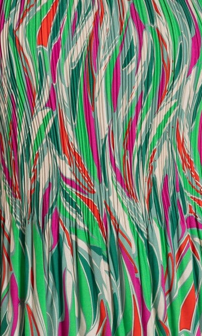 Printed Dipped Hem Pleated Tunic Top