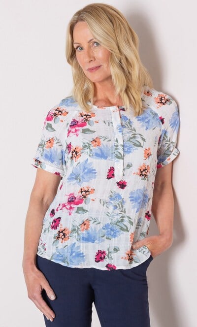 Anna Rose Floral Print Textured Top