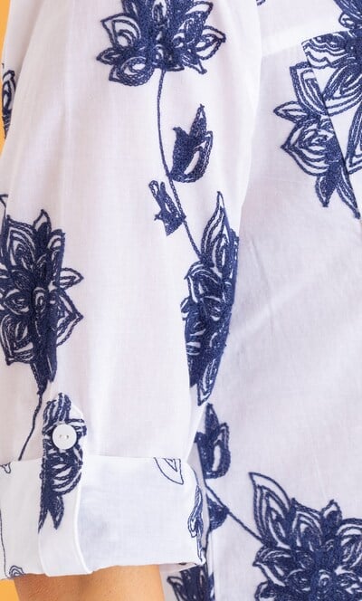 Floral Embroidered Cotton Top